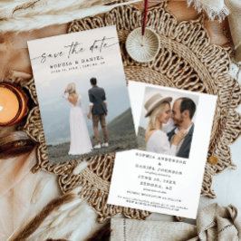 Flyer Guardar la fecha de la boda con guión elegante y p