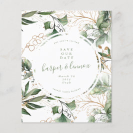 Flyer guardar la fecha Eucalyptus Gold Boho Presupuesto 