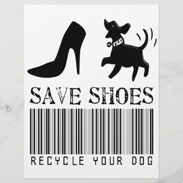 Flyer Guardar zapatos: reciclar a tu perro (Frente)