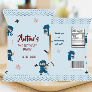 Flyer Guerrero Ninja Cumpleaños Favor Chip Bag Wrapper