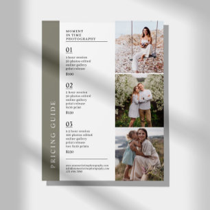 Flyer Guía de precios de fotografía familiar lista