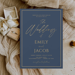 Flyer Guión Boda de oro azul de la marina de presupuesto