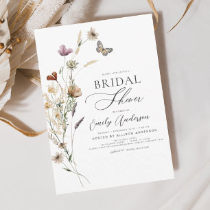 Flyer Guión de ducha de novia de flores silvestres del B