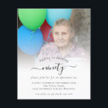 Flyer Guión de foto de PAPER Invitación a la fiesta de c<br><div class="desc">Una alternativa de PAPER (no tarjeta) de gran valor SIN ENVELOPES a un tamaño menor de 4, 5" x 5, 6" y a un precio económico. (Los sobres estándar A6 son el tamaño más próximo a caber). Foto Script 90th Birthday Party Invitation. Un diseño minimalista totalmente personalizable para noventa o...</div>