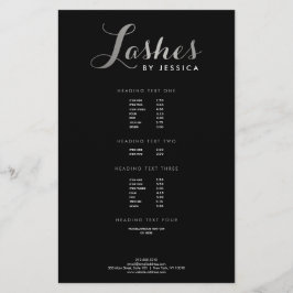 Flyer Guión de los latidos de Glam Textos Plata/Volante