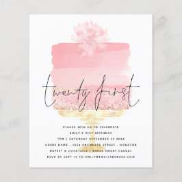 Flyer Guión de pastel rosado de PAPER Invitación de cump