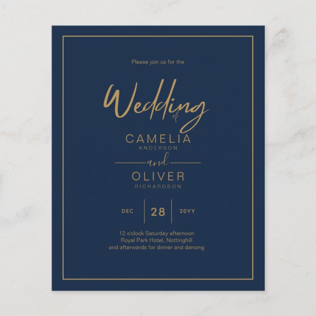 Flyer Guión de texto de oro de bajo presupuesto Elegante (Frente)