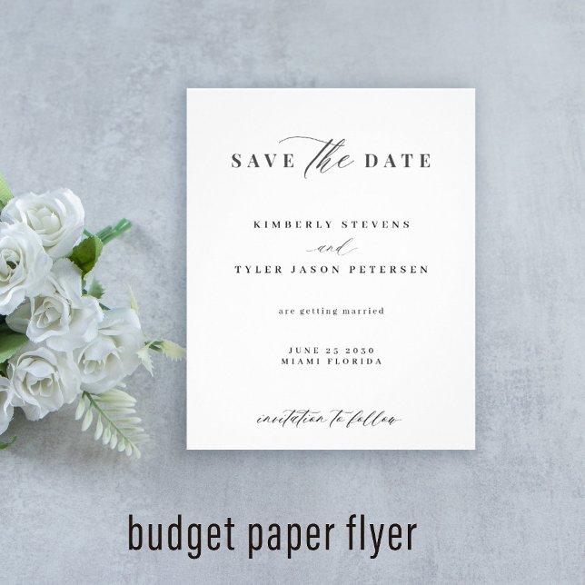 Flyer Guión elegante presupuesto boda simple guardar la  (Subido por el creador)