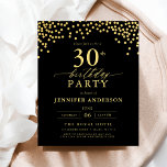 Flyer Guión Negro Presupuestado Y Dorado Treinta y Trein<br><div class="desc">¡Establezca el escenario para una elegante celebración con una invitación de cumpleaños con guión de oro y negro! Con su lujoso guión dorado sobre un elegante fondo negro, este diseño exuberante y sofisticado le da un encanto intemporal. Perfecto para los cumpleaños de un hito o cualquier evento elegante, combina sin...</div>