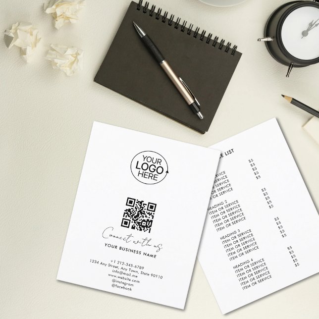 Flyer Guión Simple Conéctate con Nosotros Código QR Logo (Simple Script Connect With Us Logo QR Code Promo Flyer)