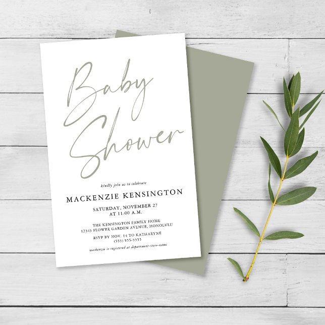 Flyer Guión simple verde verde presupuesto Baby Shower F (Subido por el creador)