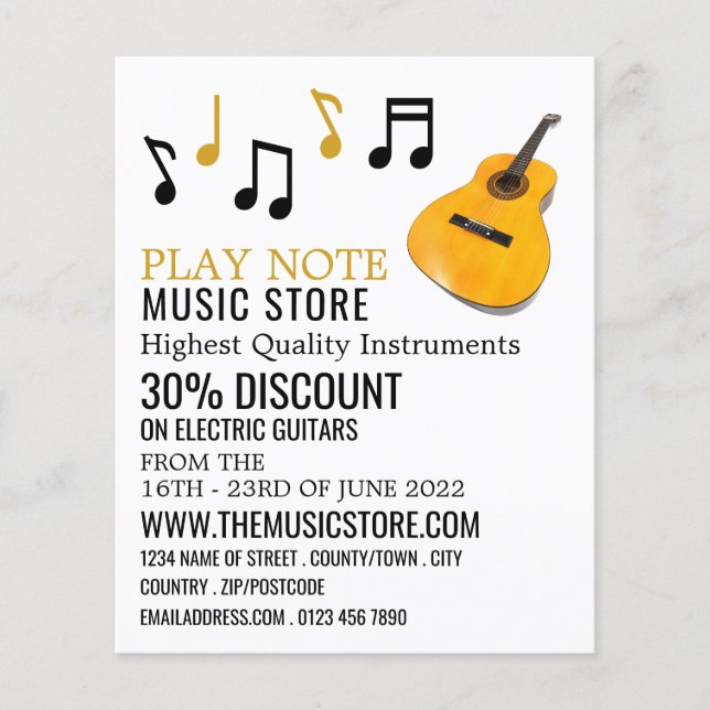 Flyer Guitar Notes, Musical Instrument Store (Frente)