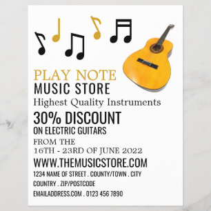 Flyer Guitar Notes, Musical Instrument Store