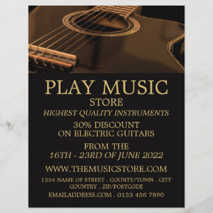 Flyer Guitarra negra, Musical Instruments Store