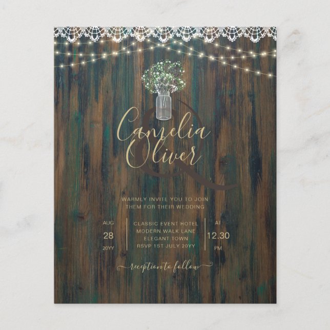 Flyer Gypsophila de encaje ruso enciende a Boda Mason Ja (Frente)