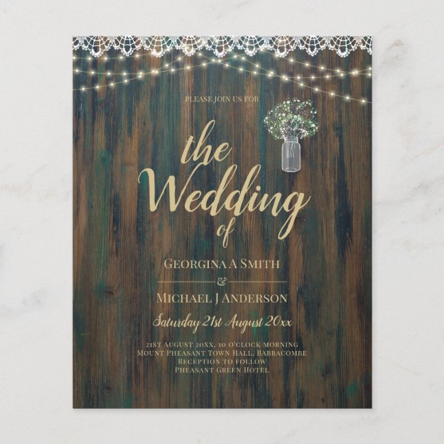 Flyer Gypsophila de encaje ruso enciende a Boda Mason Ja (Frente)