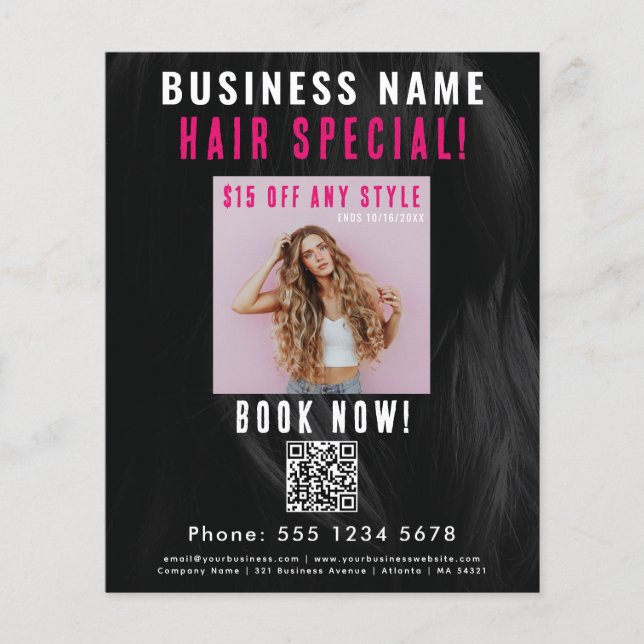 Flyer Hair Especial Belleza Hair Nail Salon Hairdresser (Frente)