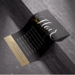 Flyer Hair Salon Hairstylist modernas tijeras de oro neg