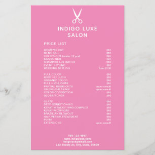 Flyer Hair Salon Scissors Dark Pink Service Price List