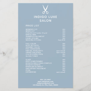 Flyer Hair Salon Scissors Dusty Blue Service Price List