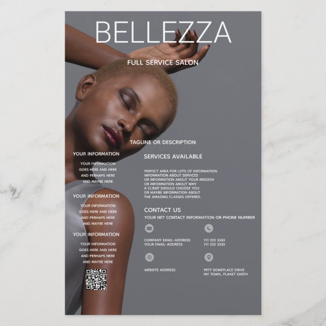 Flyer Hair y Makeup Fashionista Beauty Photo, Servicios (Frente)