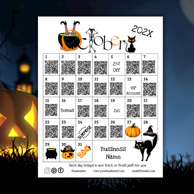 Flyer Halloween Countdown Advance Calendar Business Prom (Halloween Countdown Advent Calendar Business Promo Flyer)