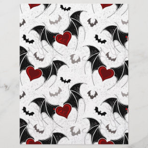 Flyer Halloween heart with black bat wings
