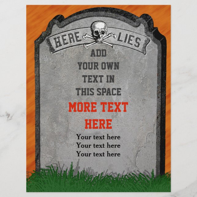 Flyer Halloween Tombstone Grave Skull Crossbone (Frente)