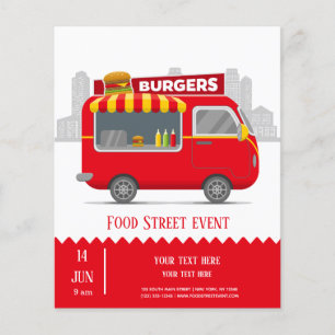 Flyer Hamburguesas callejeras de camiones de comida hamb