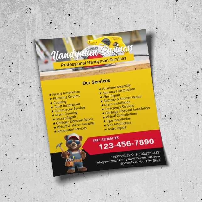 Flyer Handyman Bear Professional House Reparation Servic (Subido por el creador)