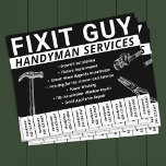 Flyer Handyman Carpentry Número de teléfono desgarrado<br><div class="desc">Carpintería de Handyman en blanco y negro Tear Off Phone Número de volante publicitario</div>