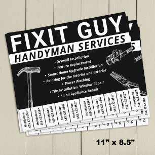 Flyer Handyman Carpentry Número de teléfono desgarrado
