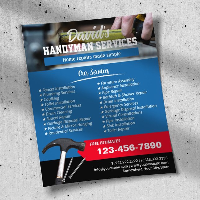 Flyer Handyman Professional Home Reparation Service Blue (Subido por el creador)