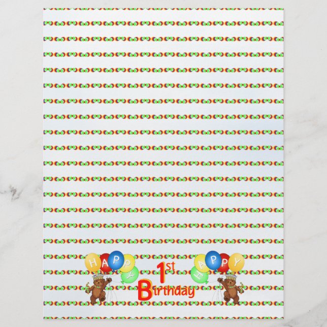 Flyer Happy Birthday Bear Scrapbook Paper 5 (Frente)