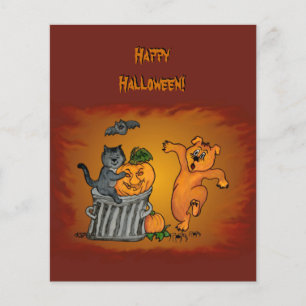 Flyer Happy Halloween! Cat Bat Dog and Spider