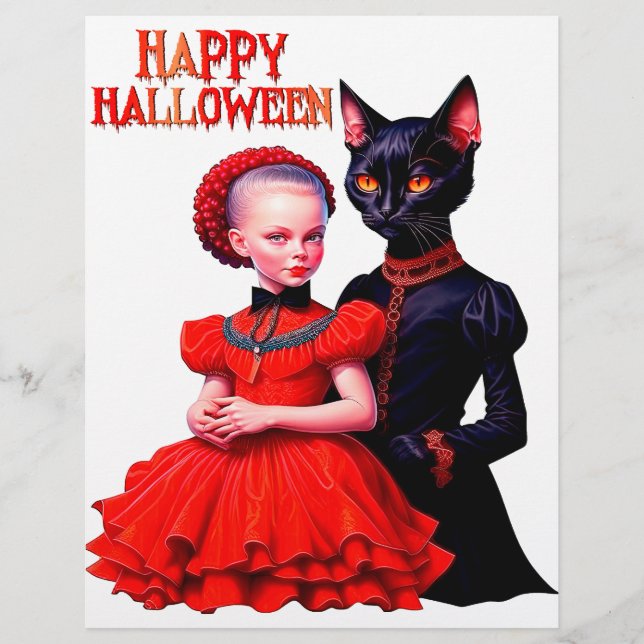 Flyer Happy Halloween Little Witch And Her Black Cat (Frente)