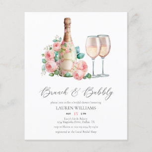 Flyer Harcolor de agua Floral Brunch & Bubbly Bridal Sho