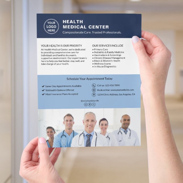 Flyer Healthcare Clinic Doctor Custom Logo Navy Blue  (Healthcare Clinic Doctor Custom Logo Navy Blue Flyer)