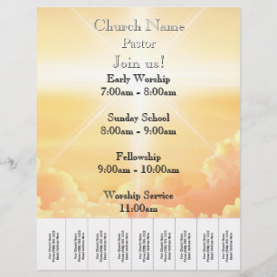 Flyer Heavenly Gold Clouds Church Services