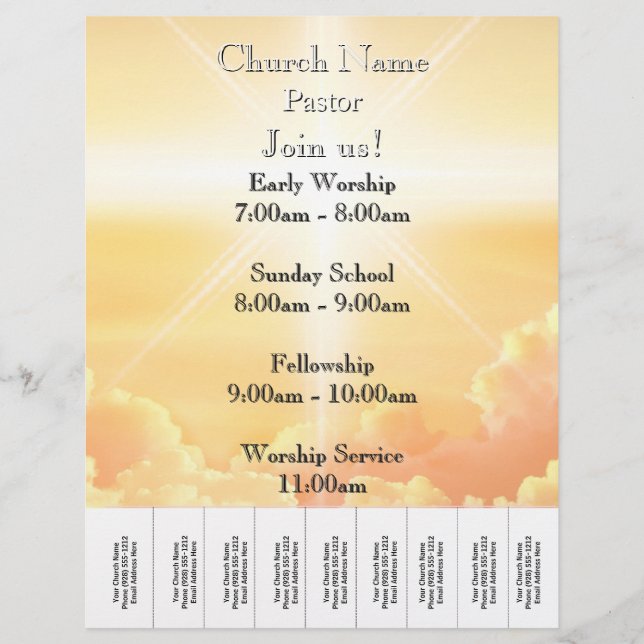 Flyer Heavenly Gold Clouds Church Services (Frente)