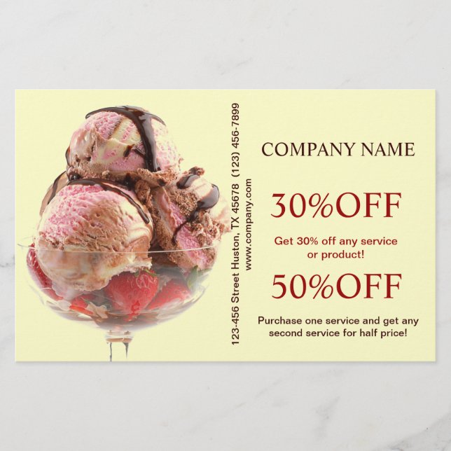 Flyer helado de postre retro sundae (Frente)