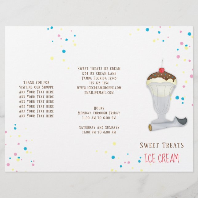 Flyer Helado Simple Moderno Con Sprinkles Minimalista Li (Frente)