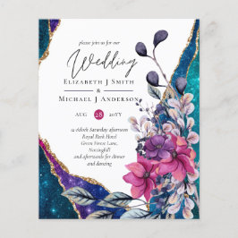 Flyer Hermoso Boda de Agato Floral Violeta de Presupuest
