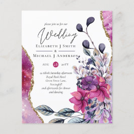 Flyer Hermoso Boda de Agato Floral Violeta Presupuestari