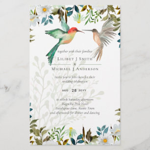Flyer Hermoso HUMMINGBIRDS Pareja Boda