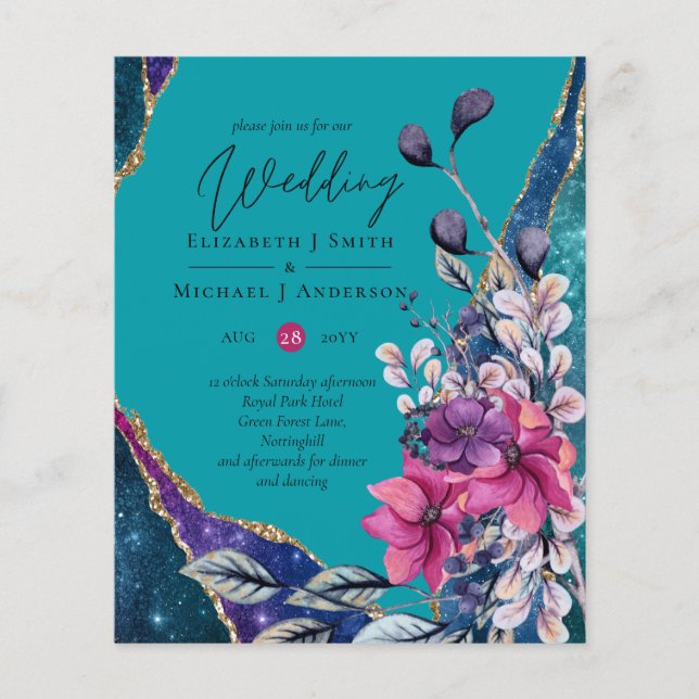Flyer Hermoso PRESUPUESTO Morado Verde azulado Agate Bod (Frente)
