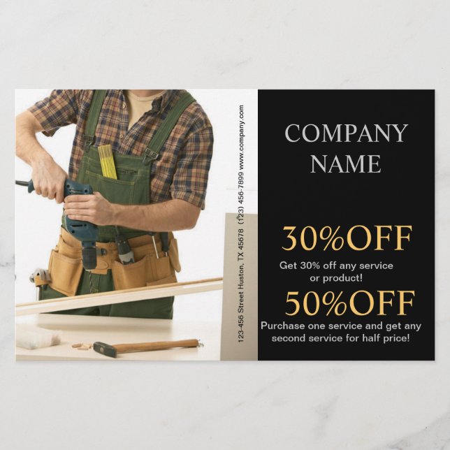 Flyer Herramientas mecánicas Construcción Carpintería (Frente)