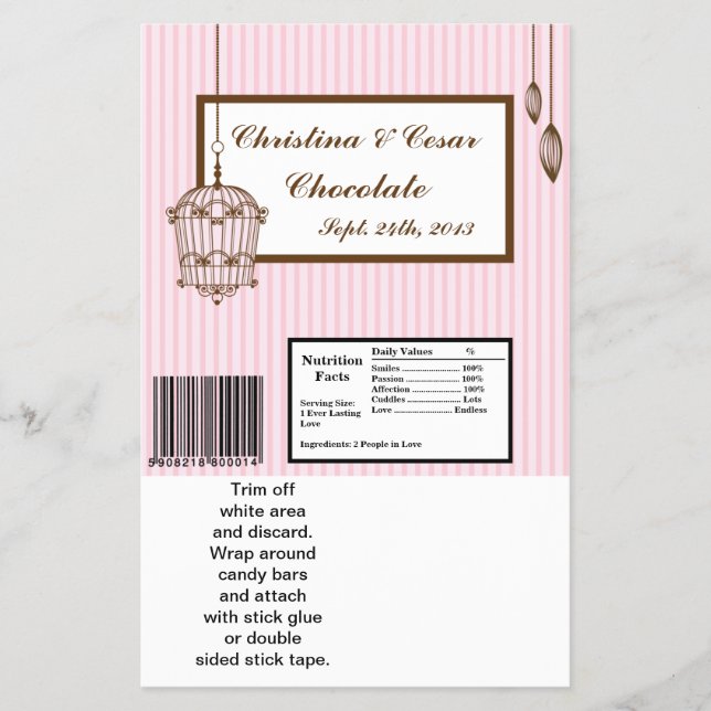 Flyer Hershey's Large Bar Wrapper Birdcage/Pink Stripes (Frente)