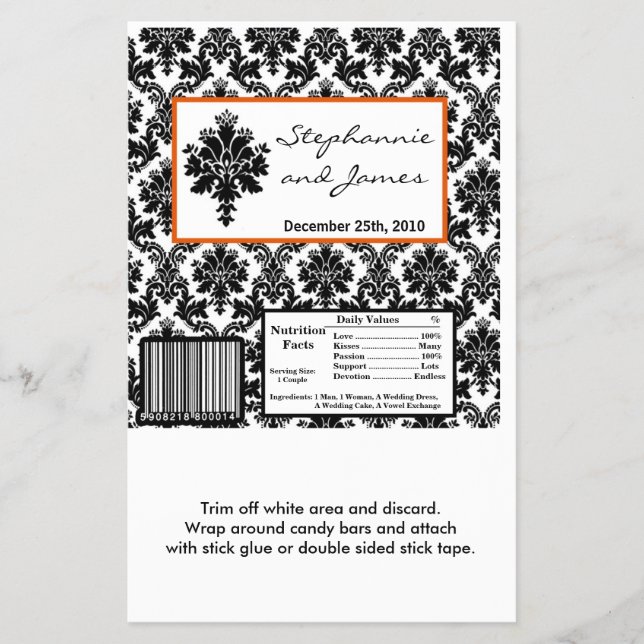 Flyer Hershey's Large Bar Wrapper Black Naranja Damask (Frente)