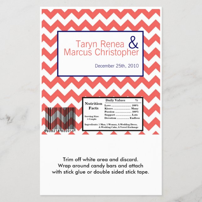 Flyer Hershey's Large Bar Wrapper Coral Navy Blue Chevro (Frente)